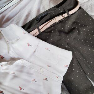 The Limited Skinny Ankle Crop Dress Pants Polka Dot Gray Size 2